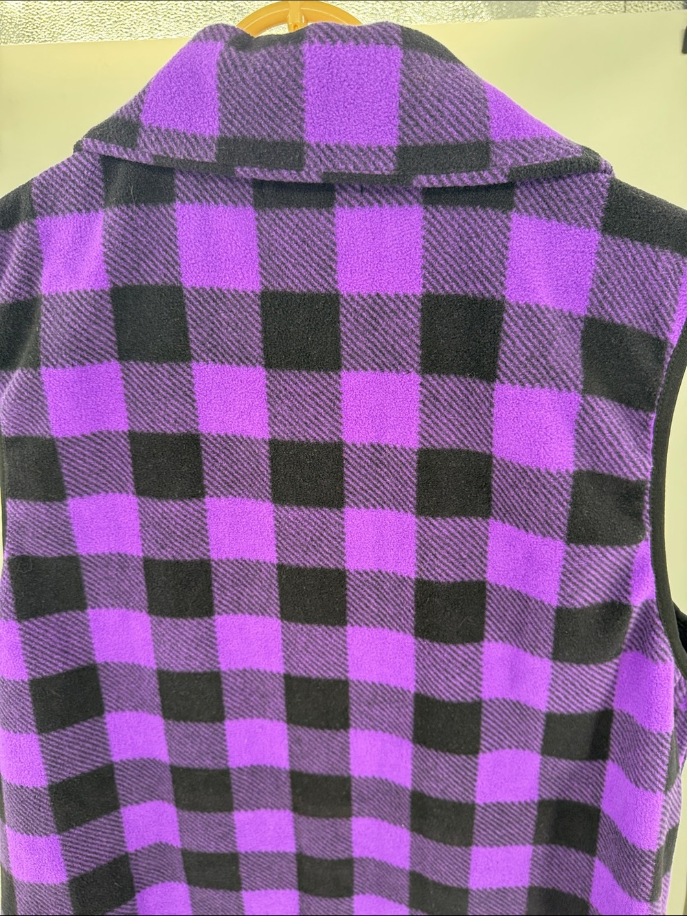 Chaps Purple and Black Buffalo Plaid Fleece Zip Vest plus outdoor fall Gorpcore - Picture 8 of 11